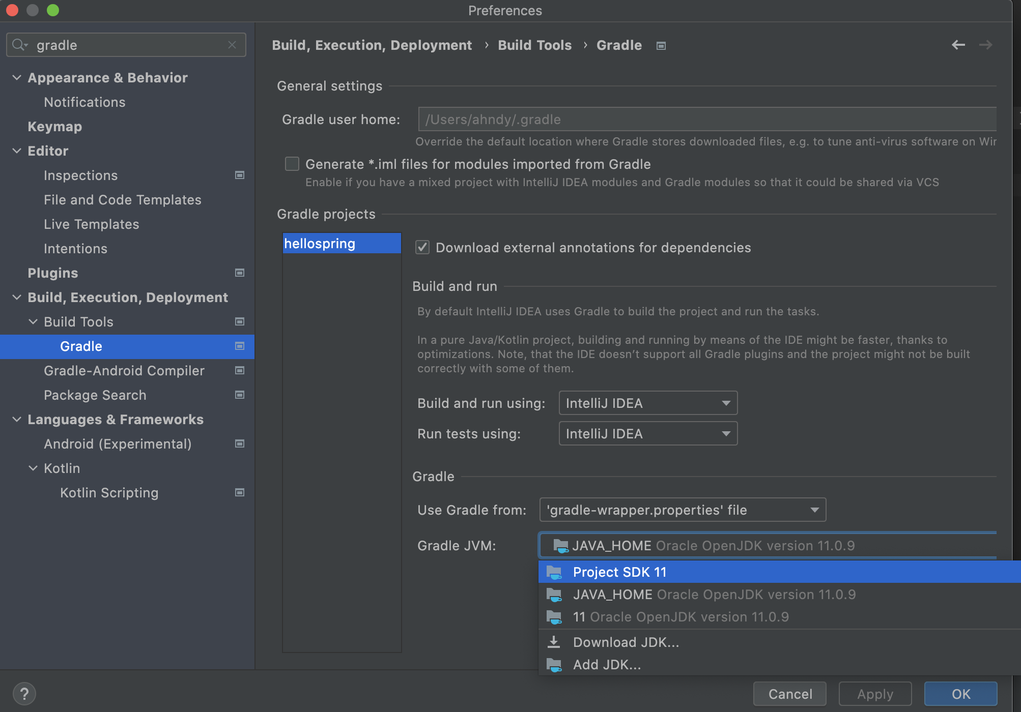 Preference-Gradle JVM 설정시의 경로